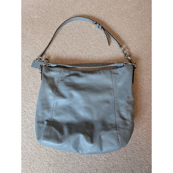Coach Kristin Hobo Shoulder Bag Dark Stone Grey Pouch Pocket 2-Way Strap - Picture 3 of 7